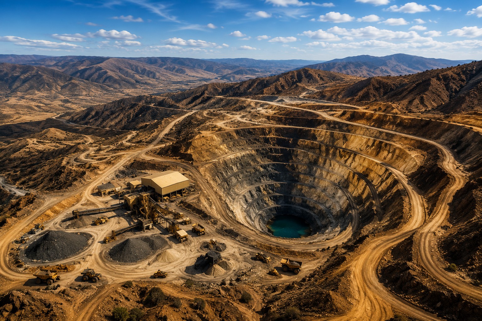 Large scale gold mining project landscape